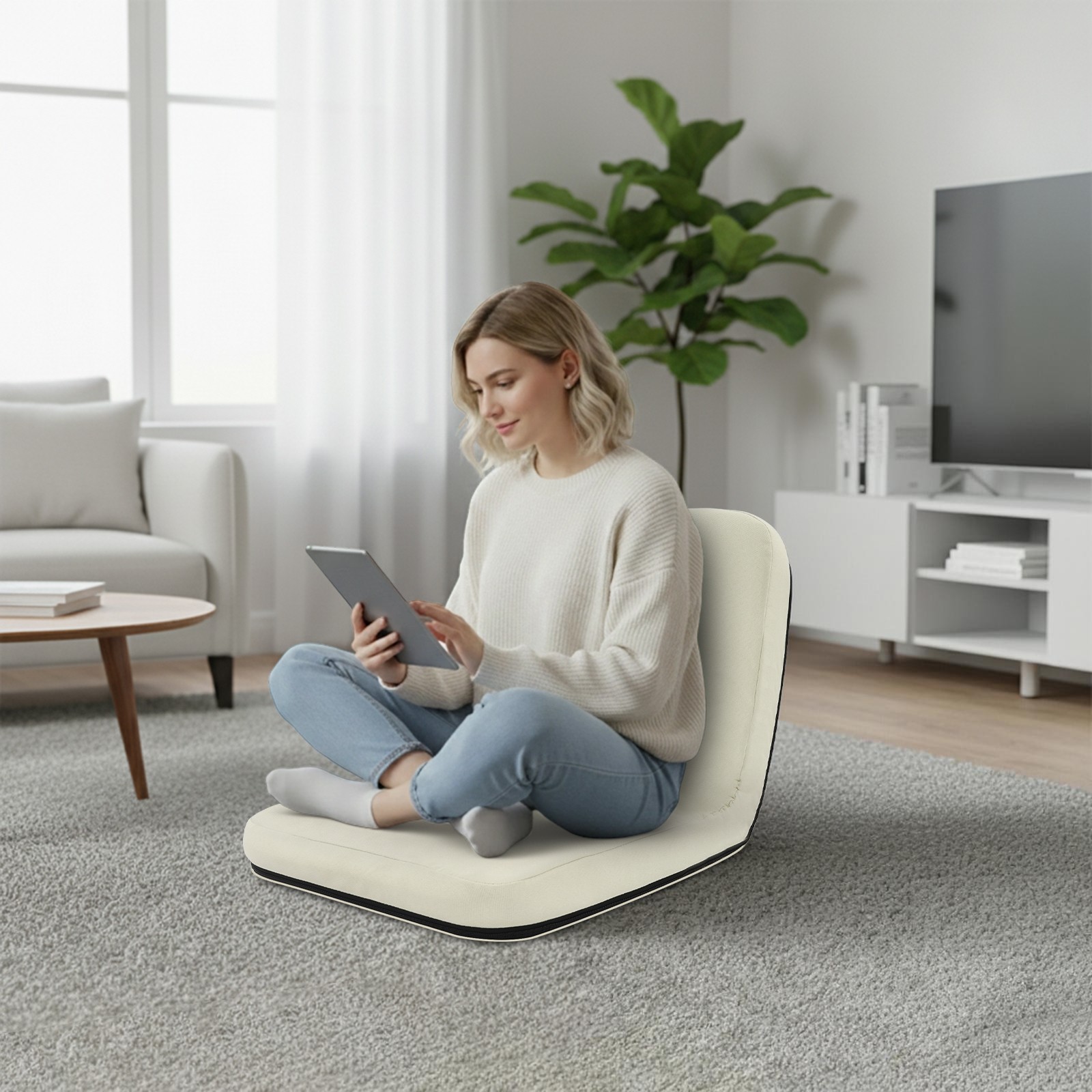 Adjustable Floor Chair With Back Support For Game Room, Outdoor Meditation Seat