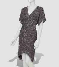 Adrianna By Adrianna Papell Women's Gray Beaded Sequin Sheath Dress Size 2