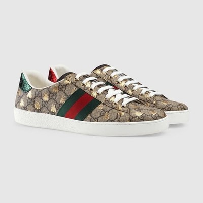 GUCCI Ace GG Supreme Monogram Bees WEB STRIPES. Authentic Size US 11 GUCCI 10