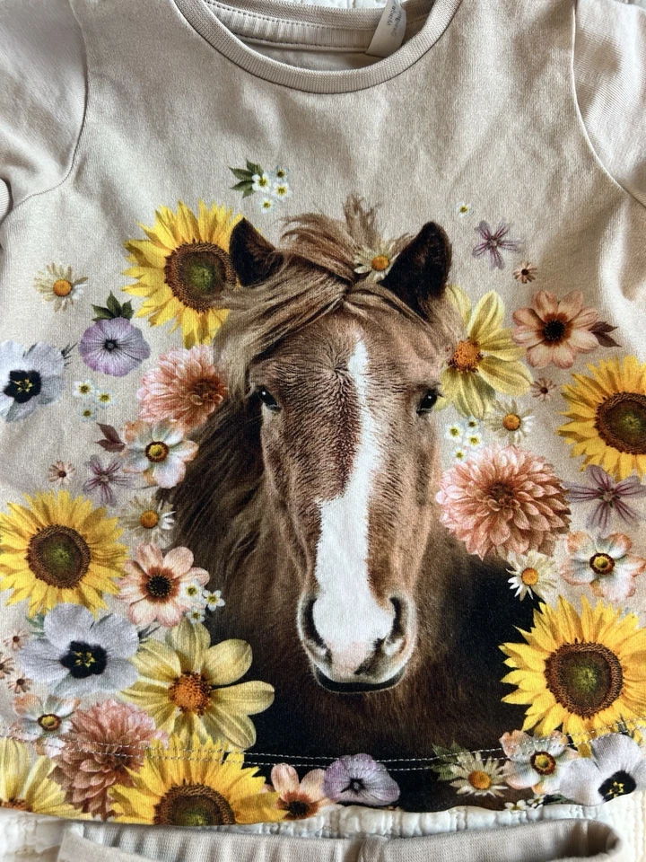 Molo Baby Girls Cotone Biologico, Cavallo Floreale, Set 2 Pezzi, Eco Naturale 3-6 M - Immagine 2 di 4