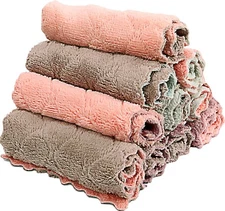 10 Pack Kitchen Cloth, Microfiber Dish Towels Washcloths, Super Absorbent Coral 