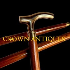 Vintage Style Antique Victorian Designer Brass Handle Wooden Walking Stick Cane