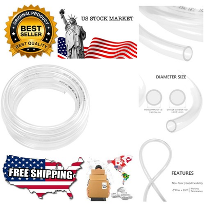 #ad 10ft x 1 4quot; ID Clear Vinyl Tube Easy Flow BPA Free amp; Low Pressure Rated $15.99