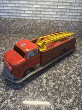 Vintage Marx Tin Litho Fire Truck Ladder Truck Pressed Steel Toy As Is