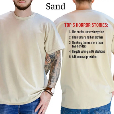#ad Top 5 Horror Stories T Shirt Mens Political Funny Shirts Conservative Politica $19.56