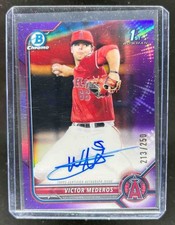 2022 Bowman Draft Victor Mederos Chrome Pick Auto Purple Refractor /250
