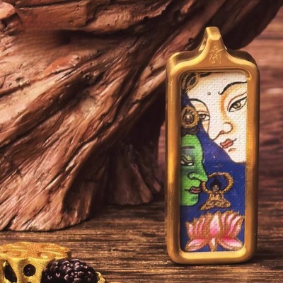 3cm Chinese Tibetan Style Retro Xiaotangka Buddha Amulet Pendant Necklace