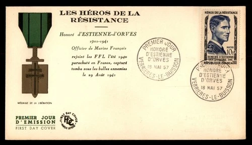 Mayfairstamps France FDC 1957 Estienne d Orves Medal First Day Cover aaw_38277