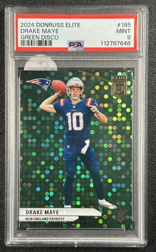 DRAKE MAYE PSA 9 2024 PANINI DONRUSS ELITE #185 ROOKIE GREEN DISCO PATRIOTS 7648