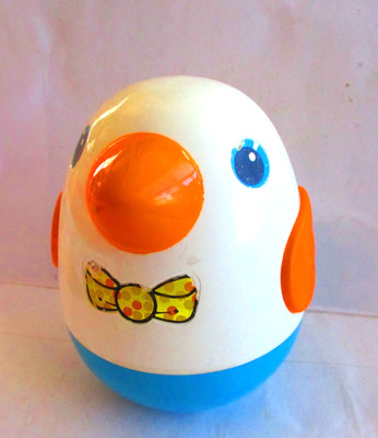 Vintage Playskool Roly Poly Weeble Wobble 5.5'' Chime Bird Penguin Baby Music Toy
