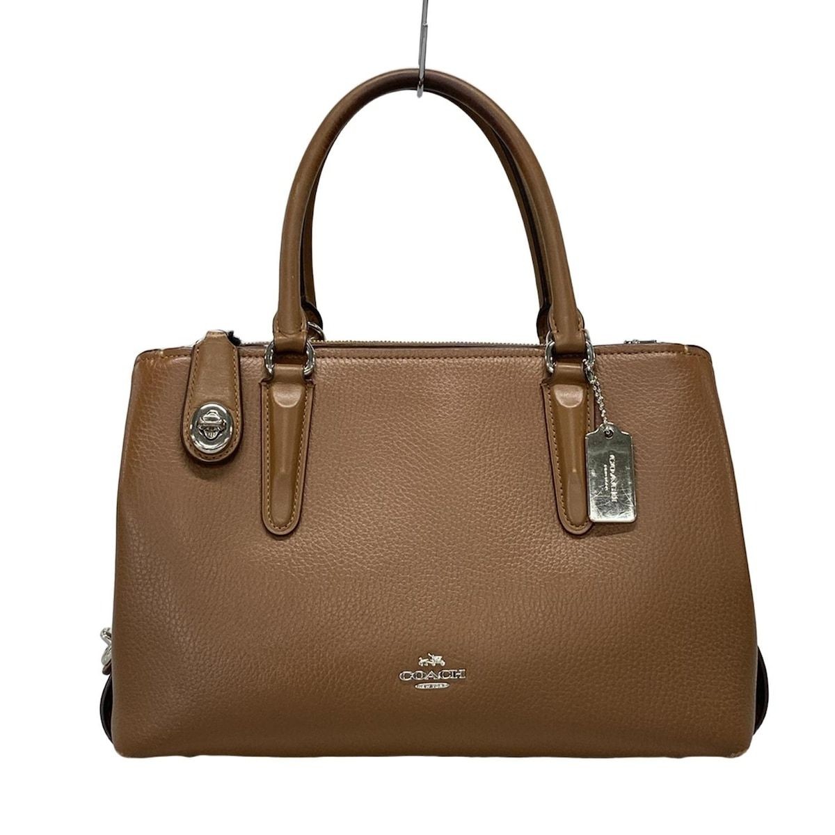 COACH Handbag Brooklyn Carryall 28 Pebble 56839 Dark Brown Leather
