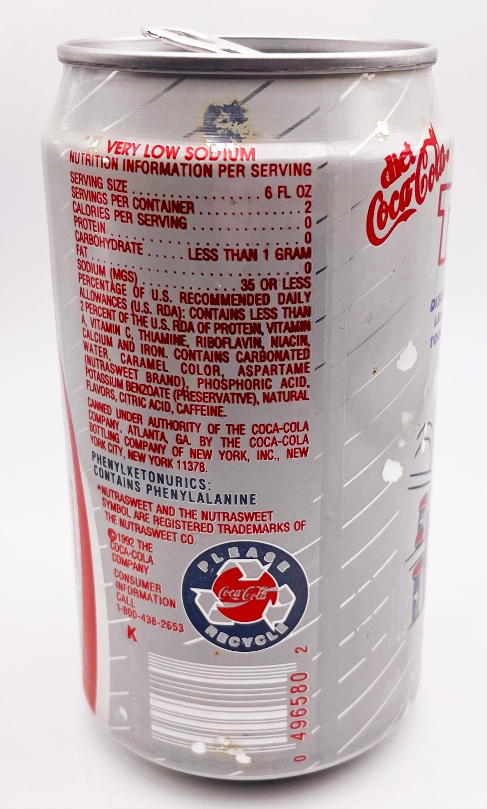 VTG Diet Coke Can Mickey's Toontown Disneyland Open Tab 1990s Nutrasweet Empty