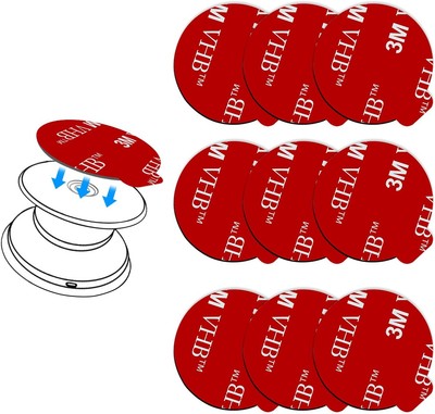 9 Pack Sticky Adhesive Replacement for Socket Mount Base, pop-tech Red & Grey 