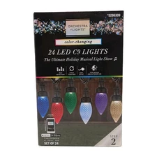 Gemmy Orchestra of Lights Color Changing 24 LED C9 Bulbs Step 2 Musical Show New