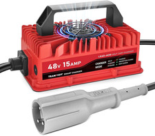 15A 48V Golf Cart Charger for Club Car DS  Precedent 3-Pin Round Plug IP67