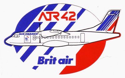 Aufkleber Brit air / Air France ATR 42 - 80er Jahre - Airline Sticker   selten