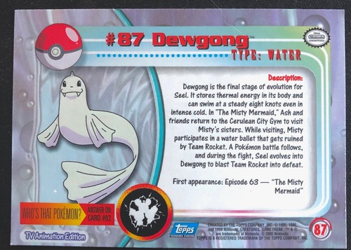 Pokemon #87 DEWGONG - Picture 2 of 2