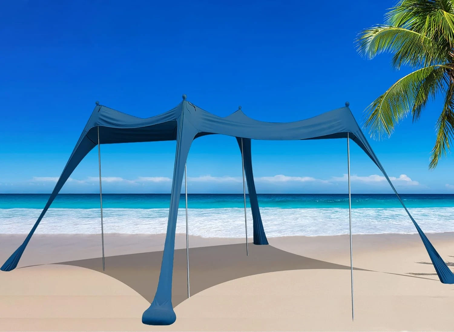 Pop-Up Family Beach Tent Canopy with 4 Poles & Carry Bag for Outdoor Fun