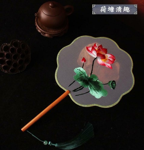 Embroidery Fan Classical Hanfu Dance Cheongsam Accessories Palace Silk Hand Fan - Picture 11 of 49