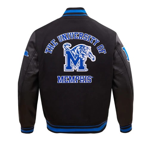 Chaqueta Universitaria Letterman University of Memphis Clásica Todo Color Negro - Imagen 4 de 6