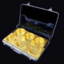 Attaché Case Japanese Coin Case Gold Leaf Aluminum Display Holder Makuake Wallet