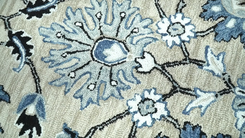 Hand Tufted 5x8 Beige, Teal and Black traditional wool area rug - DD/MA253 - Video 1 of 1