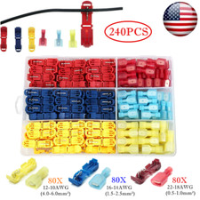 240x 22-10 AWG T-Taps Insulated Quick Splice Wire Terminal Connectors Combo Kit