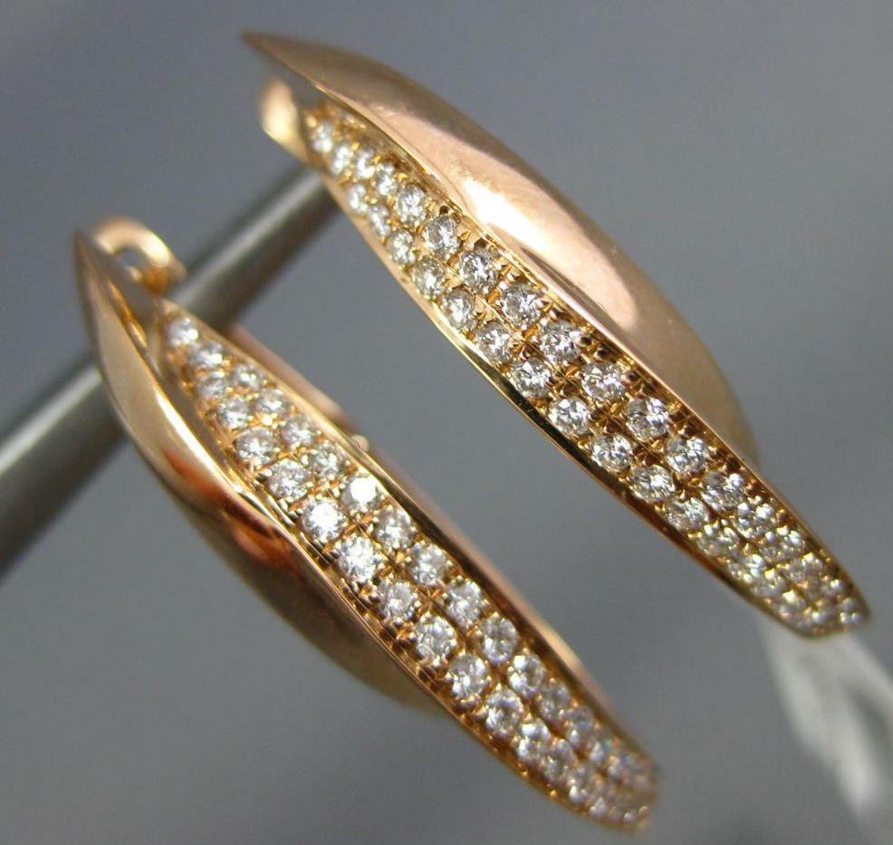 FILA ORECCHINI PENDENTI A CROCE CLIP SU CERCHIO .47 CT DIAMANTE ORO ROSA 18K 2 FILE OVALI