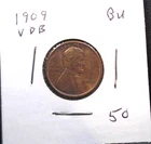 1909 VDB Lincoln   1C cent, BU  Uncirculated