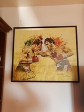 CANELO ALVAREZ V JULIO CESAR CHAVEZ JR. CANVAS PAINTING AUTOGRAPHED