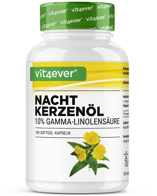 Nachtkerzenöl 2000 - 180 Softgel Kapseln 1000mg - 10% GLA Nachtkerze - Vit4ever
