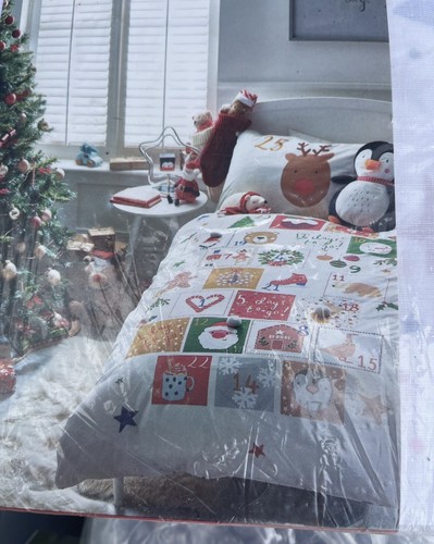NEXT KIDS SINGLE CHRISTMAS ADVENT CALENDAR DUVET SET -SANTA POM POM - BNIP - Picture 3 of 7