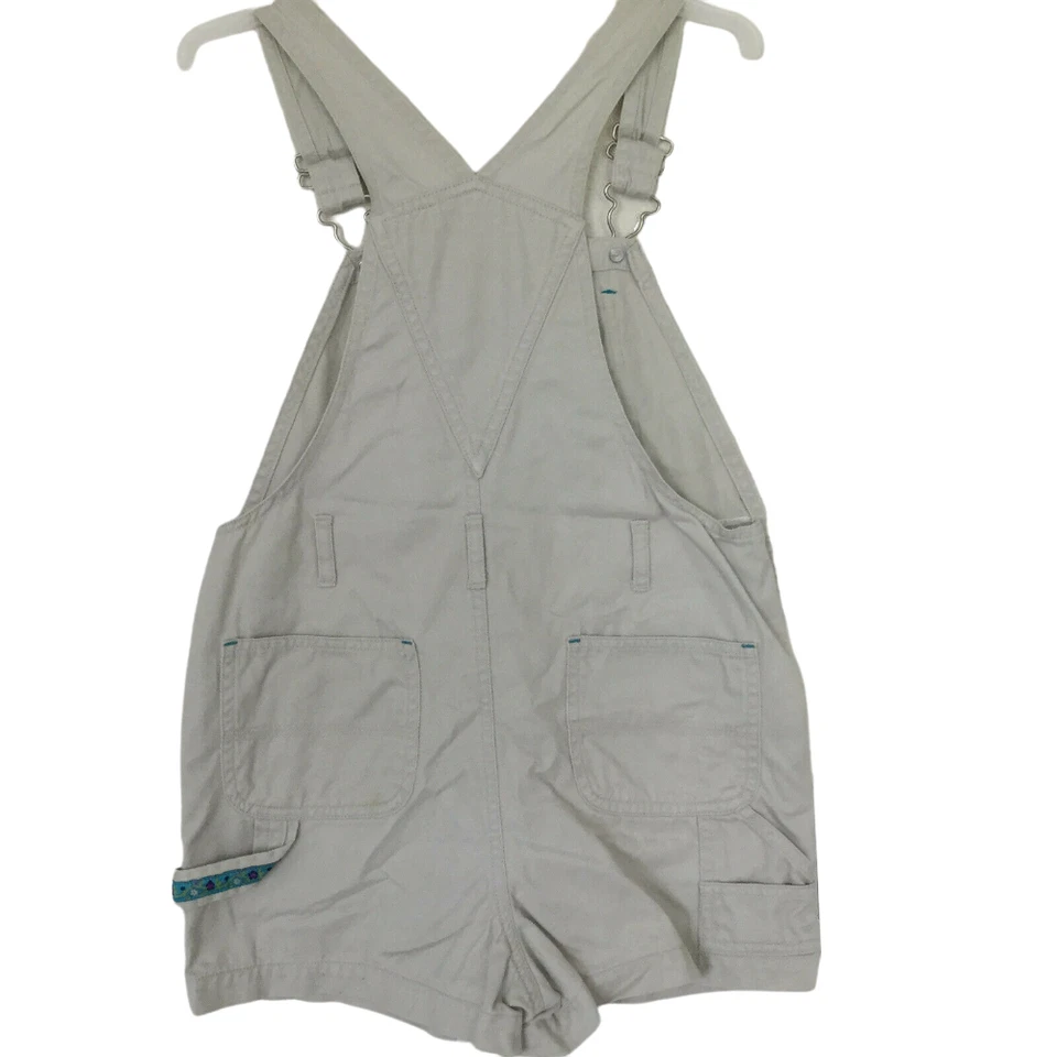 Vintage 90s Circo Girls Khaki Overall Shorts Size M 7/8 Embroidered Flowers - Image 2 of 4