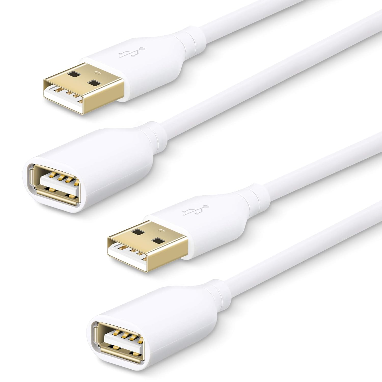 Fesgear 6Ft USB 2.0 Extension Cable 2 Pack Male to Female Extender