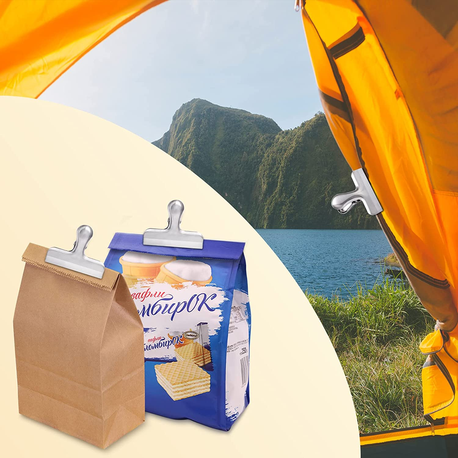 6 Pack Bag Clips, Stainless Steel Chip Clip, Chip Clips Bag Clips Food Clips, Ba