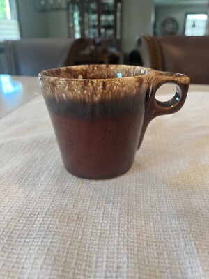 Hull Vintage Oven Proof Brown Drip Glaze Coffee Mug Cup USA O handle 8 oz |  eBay