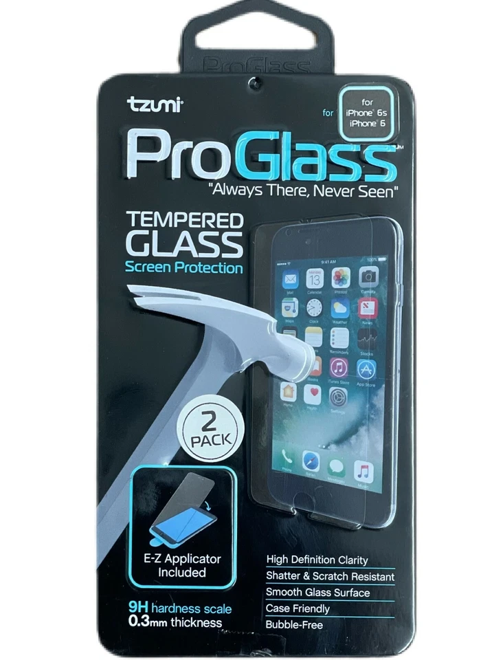 2 X Twin Packs Tzumi ProGlass iPhone 6/6S 钢化 9H 硬度屏幕保护膜 — 第 3/3 张图片