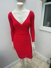 NWT Pink Boutique Red Slinky Long Sleeve Wrap  Dress Size 8 