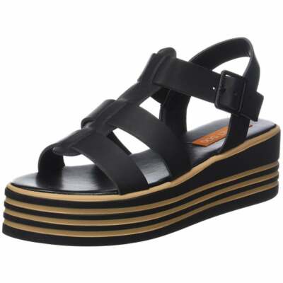 ladies black platform sandals