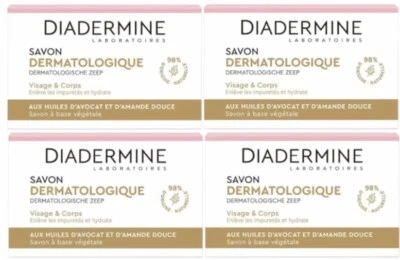 Lot de 4 savons Diadermine visage et corps huile d’avocat & amande ( 4 x 100g)