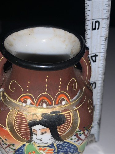 VINTAGE JAPANESE SATSUMA MINIATURE VASE! 5” Inches - Picture 10 of 11