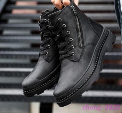 Mens Winter Lace Up Real Leather Round Toe Casual Work Motor Autumn Ankle Boots Mens Autumn Winter Lace Up Real Leather Round Toe Casual  main image 2