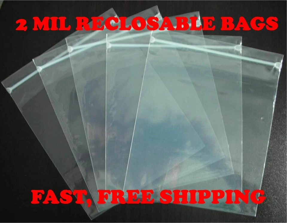 Clear Reclosable Zip Top Lock Poly Bags 2 Mil Plastic Seal Zipper Baggies Mini - Image 2 of 4