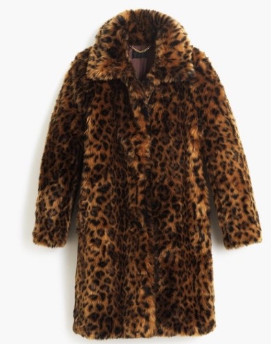 J.CREW FAUX-FUR LEOPARD COAT SIZE M 