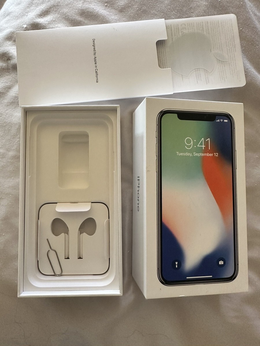 Apple iPhone X 256GB Silver EMPTY BOX ONLY. Manual and