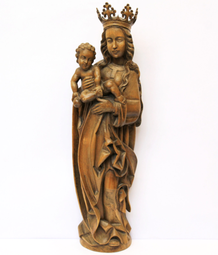 Holz Skulptur Maria Muttergottes Madonna mit Kind Linde handgeschnitzt H. 77 cm - Bild 3 von 9