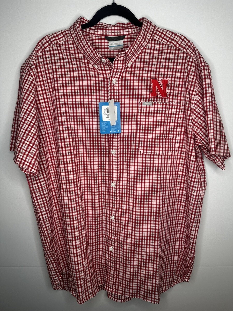 nebraska dress shirt Nebraska Leeward White Navy Mini Grid Dress Shirt
