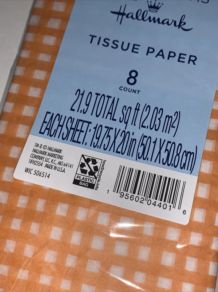 Hallmark Tissue Paper 48-sheet: Simple Orange Plaid For Spring/Easter/Halloween - Image 2 of 3