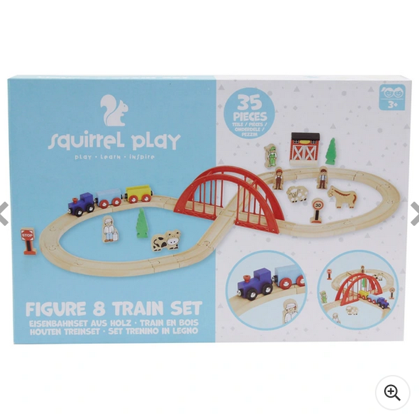 Squirrel Play - Circuit et Train en Bois 35 pièces