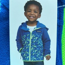 Lands End Blue Fleece Jacket Blue Zip up Hoodie Green Blue Classic Size 2T